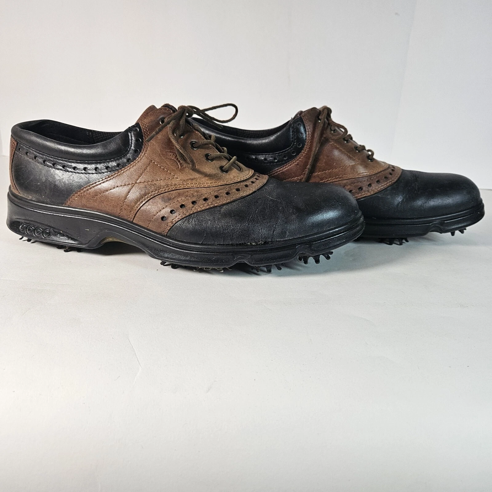 Scarpe da golf Ecco Hydromax in pelle marrone stringate da uomo 10 5 punte rimovibili