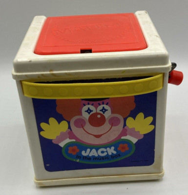 MATTEL JACK-IN-THE-BOX MUSIC POP GOES THE WEASEL CLOWN WIND-UP Toy VINTAGE