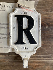 POTTERY BARN New Distressed Cast Iron Alphabet Letter R Wall Hook Discontinued