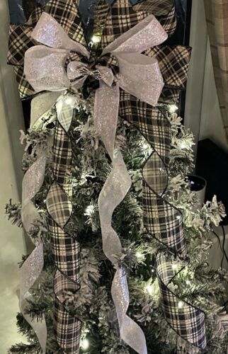 LARGE LUXURY CHRISTMAS "TREE TOPPER" BOW WITH LONG RIBBON TAILS. ANY COLOUR MADE - Picture 5 of 8