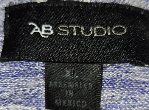 AB Studio Women's One Button Wrap Cardigan Sweater Heather Blue Gray XL - Picture 4 of 4