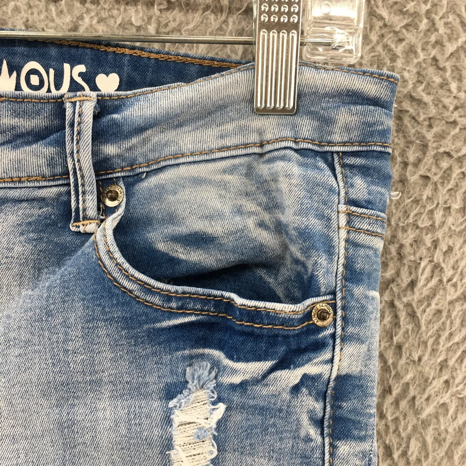 Pantalones de mezclilla Almost Famous Bootcut juveniles 5 azul lavado claro tiro medio desgastados Foto 3 de 4