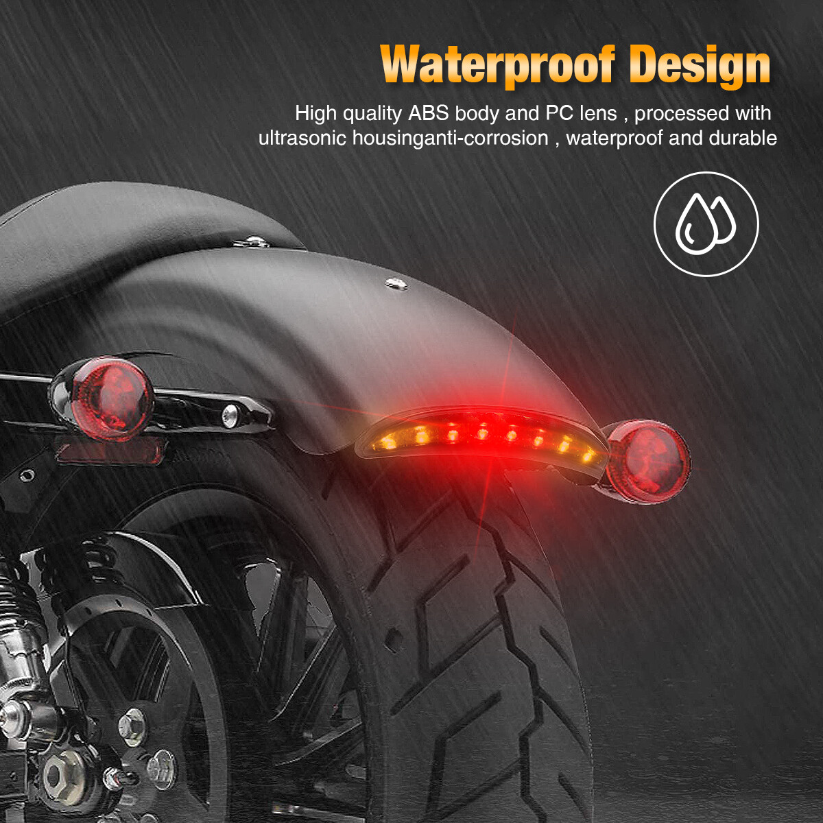 Red Led Motorcycle Rear Fender Edge LED Turn Signal Brake Tail Light