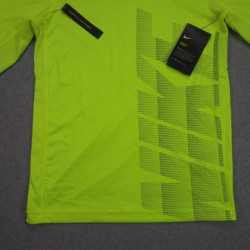Nike Shirt Youth Boys M Neon Green Long Sleeve Hooded Dri-Fit Training - Picture 5 of 18
