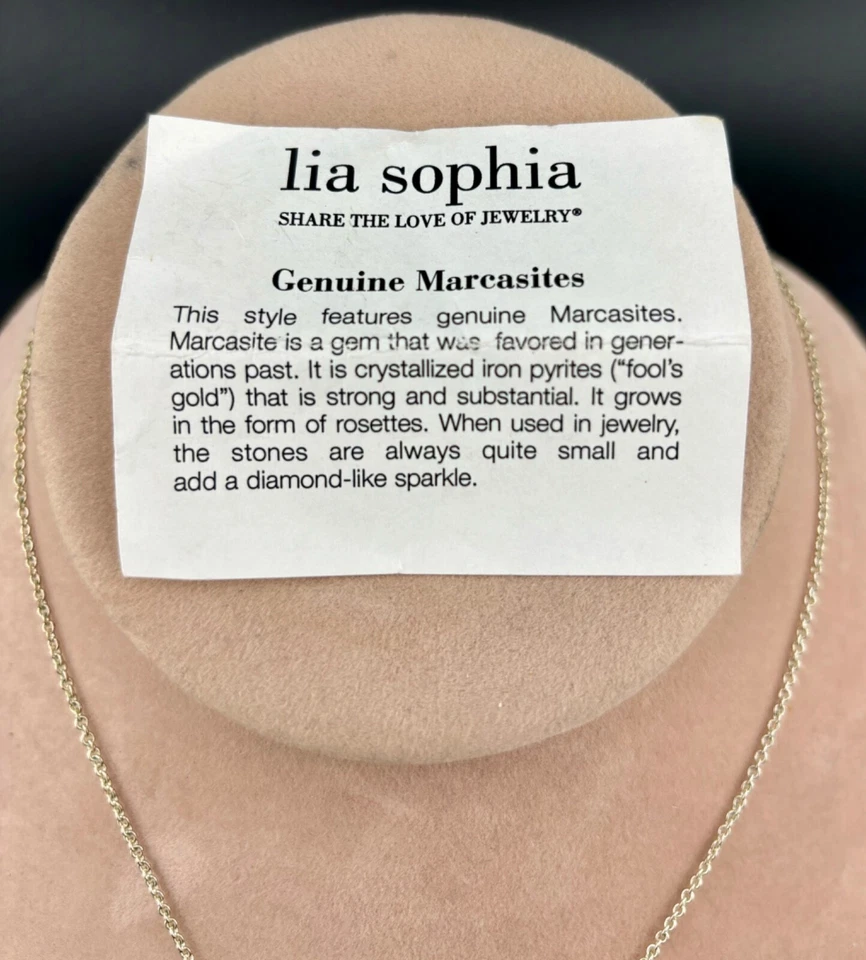 Collar Colgante Lia Sophia Tono Plata Genuino Marcasita Foto 2 de 4