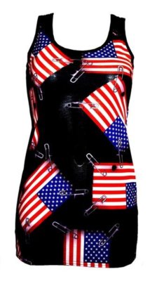 Bandiera USA Pin-Up Toppa Stampa Top Gilet Lungo Vestito Estivo Goth Emo  Punk