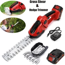Hedge Trimmer, 2 in 1 Handheld Cordless Grass Shear w/ Rechargeable Battery