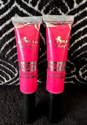 2pk ITALIA DELUXE DIAMOND SHINE # 09 HOT PINK JELLY LIP GLOSS PLUMPING LIPGLOSS