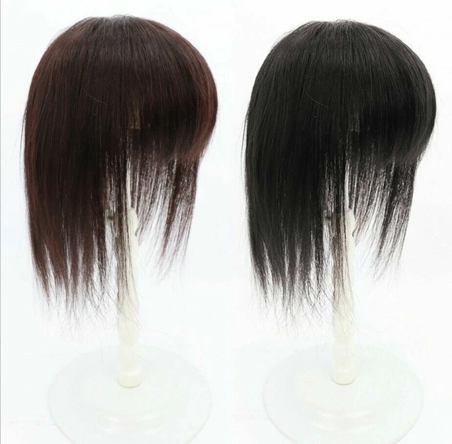 Peluca para mujer 100 % real con clip de toupee y cabello humano flequillo bob top Foto 3 de 4