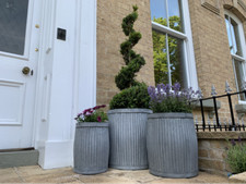Large Dolly Vintage Galvanised Metal Barrel Planters Tub Plant Flower Pot Garden