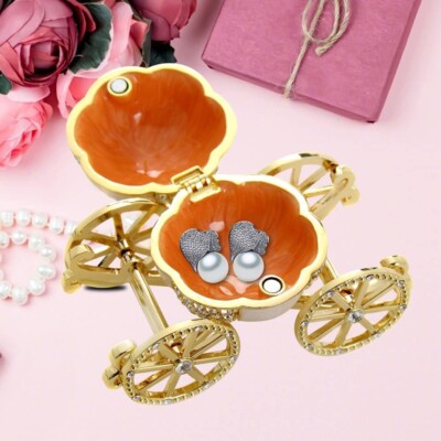 Elegant Hand-Painted Cinderella Pumpkin Carriage Jewelry Box