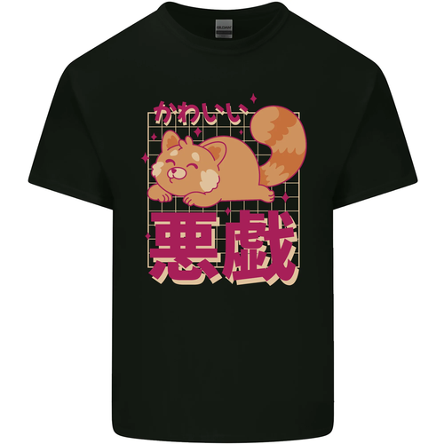 Kawaii Rojo Panda Japonés Lindo Algodón Hombre Camiseta