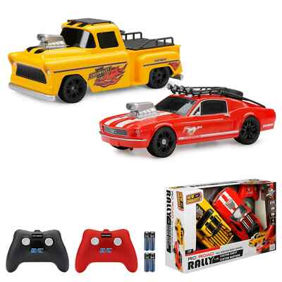 Remote Control Chevy vs Mustang Race Set - 1:16 Scale Battery Truck/Car