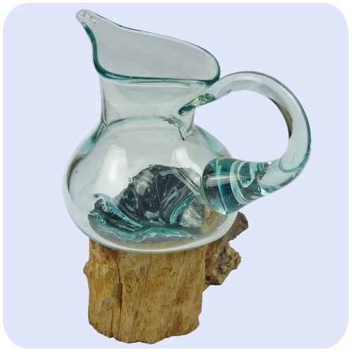 Wurzelholz Glas Vase Glasvase Wurzel Holz Teak Wurzelvase Deko Geschenk Krug - Bild 10 von 11