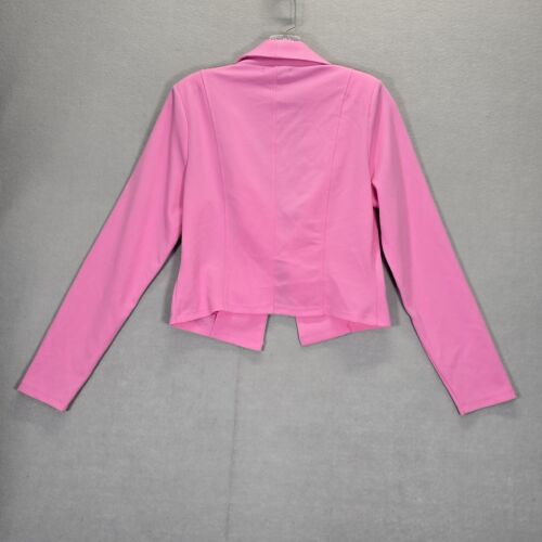 Material Girl Cropped Crepe Blazer Junior's Fuschia Pink Size Large - Picture 2 of 14