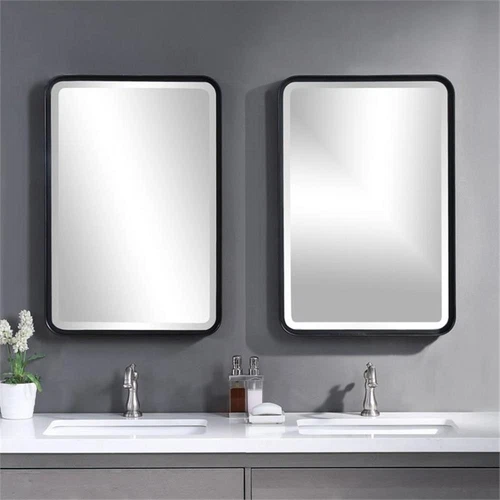 Uttermost Croften Iron and MDF Wood Vanity Mirror in Matte Black - Picture 8 of 9