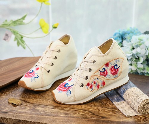 Tenis Mujer Talla 4-9 Zapatos de Lona Algodón Con Cordones Chino Bordado Floral - Imagen 27 de 80