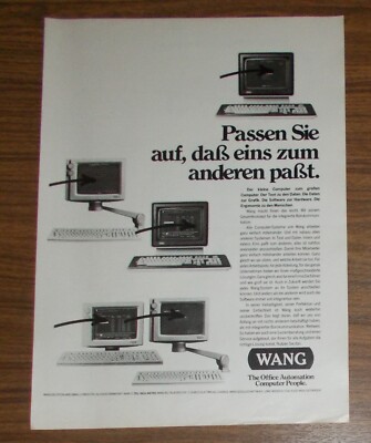 Seltene Werbung WANG LABORATORIES Personal Computer 1984