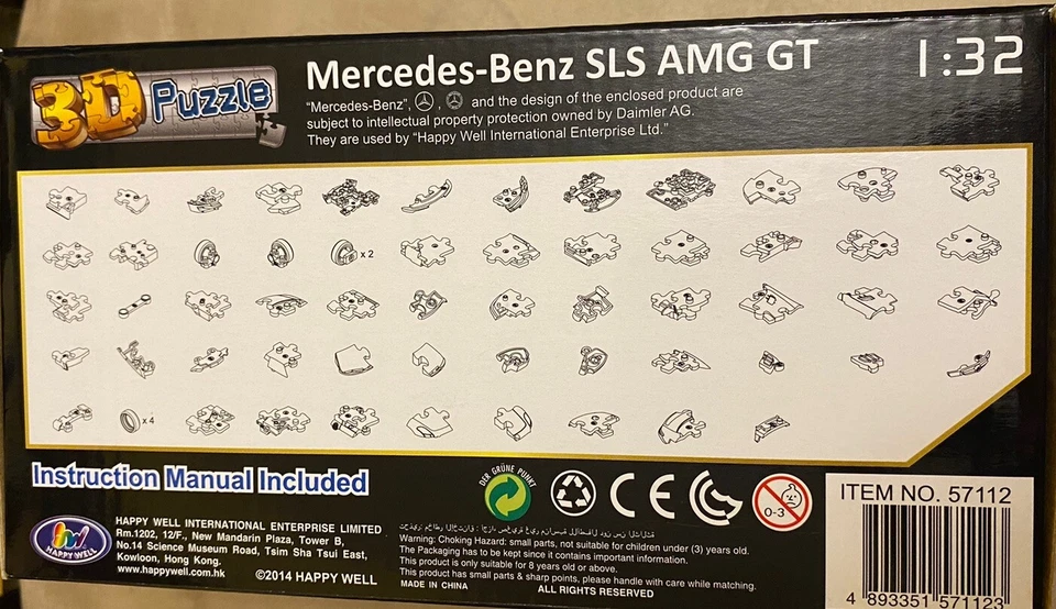 3D Puzzle MERCEDES-BENZ SLS AMG GT - 1:32 Scale Red - Image 4 of 4