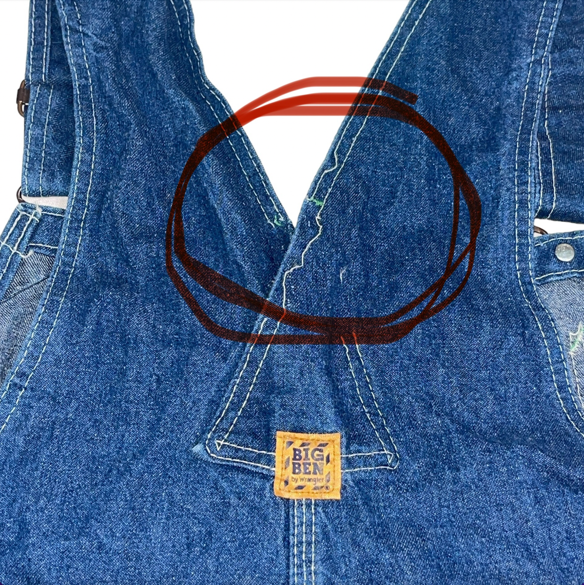 Vintage Big Ben Wrangler Overalls Men's 44 30 Dark Wash Denim Jean