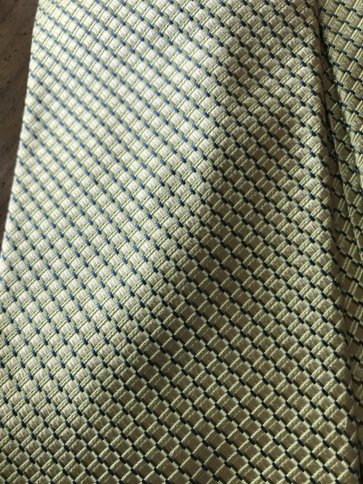Corbata de cuello DANIEL CREMIEUX verde/azul patrón tejido 100 % ancho seda 4" ancho Foto 2 de 4
