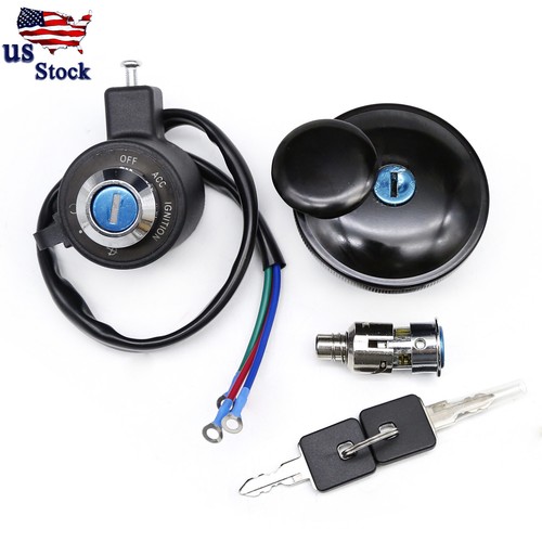 3Wire Ignition Switch Fuel Gas Cap Seat Lock w/2xKey Set For Sportster 883 86-19 - Picture 2 of 7