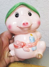 Ceramic Piggy Bank, Mom Pig baby Piglet, super cute no rubber stopper