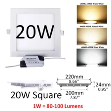 3W 6W 9W 12W 15W 18W 21W 24W LED Recessed Ceiling Light Panel Ultra Thin Square