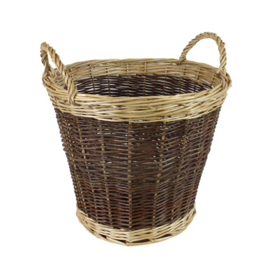 JVL Zweifarbig Vintage Weide Weide Holz Baumstamm Spielzeug Aufbewahrungskorb 50 x 40 cm