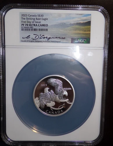 2023 Canada $30, 2 Ounce, Striking Bald Eagle NGC Pf 70 Ucam FDOI, Designer Sig.