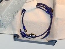 Beaded Mask Strap or Eyeglass Chain Navy Blue 28" Dark clasps