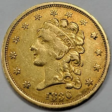 1836 $2.50 Gold Classic Head Quarter Eagle Choice AU Light Scratches Nice *J314