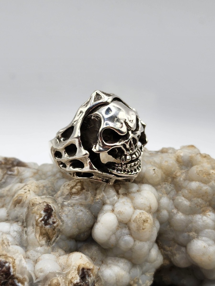 Sterling Silver 925 Signet ring,hooded skull ring, new, size