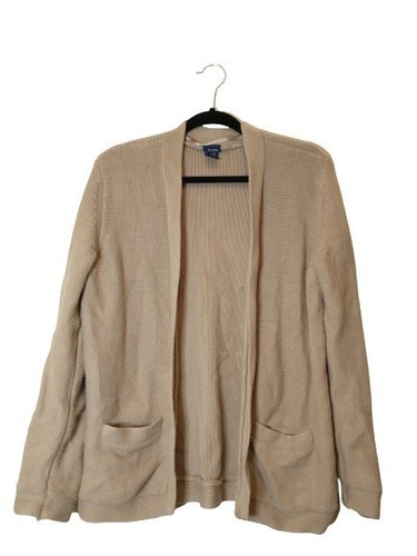 Cardigan Sweater Beige Grandma Pockets 