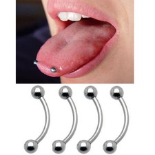 Xl Long 16G 14G Long Snake Eye Piercing Ring Smiley Tongue Steel Barbell Rare