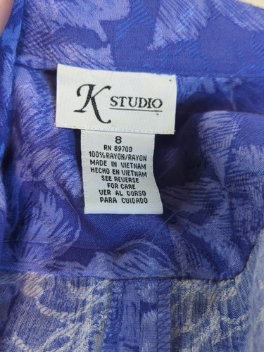 Vtg 2pc Sz 8 Purple Cottagecore Midi Dress Garden Floral Modest Retro Y2K - Picture 9 of 18