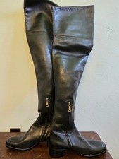 PRADA Black Lambskin Over The Knee Boots Mini...