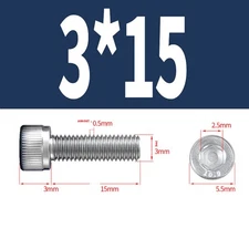 M3-M5 Socket Head Cap Screws Full/Half Thread Allen Bolts Alloy Steel 10.9 Grade