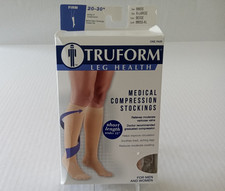 Truform 20-30 mmHg Below Knee Compression Stockings XL Closed Toe Beige 8865