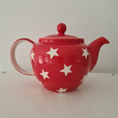 Whittard Tea Clipper Teekanne rot mit weißen Sternen 1 Liter / gute Größe sehr guter Zustand