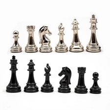 Black And Silver Luxurious Metal Chess Pieces