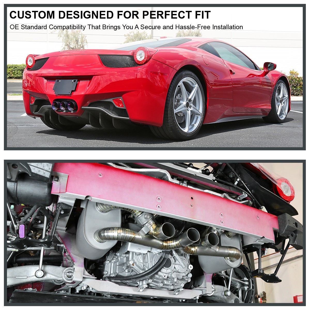 Fits 2010-2015 Ferrari 458 Spider Titanium Catback Exhaust System w/ Purple Tips
