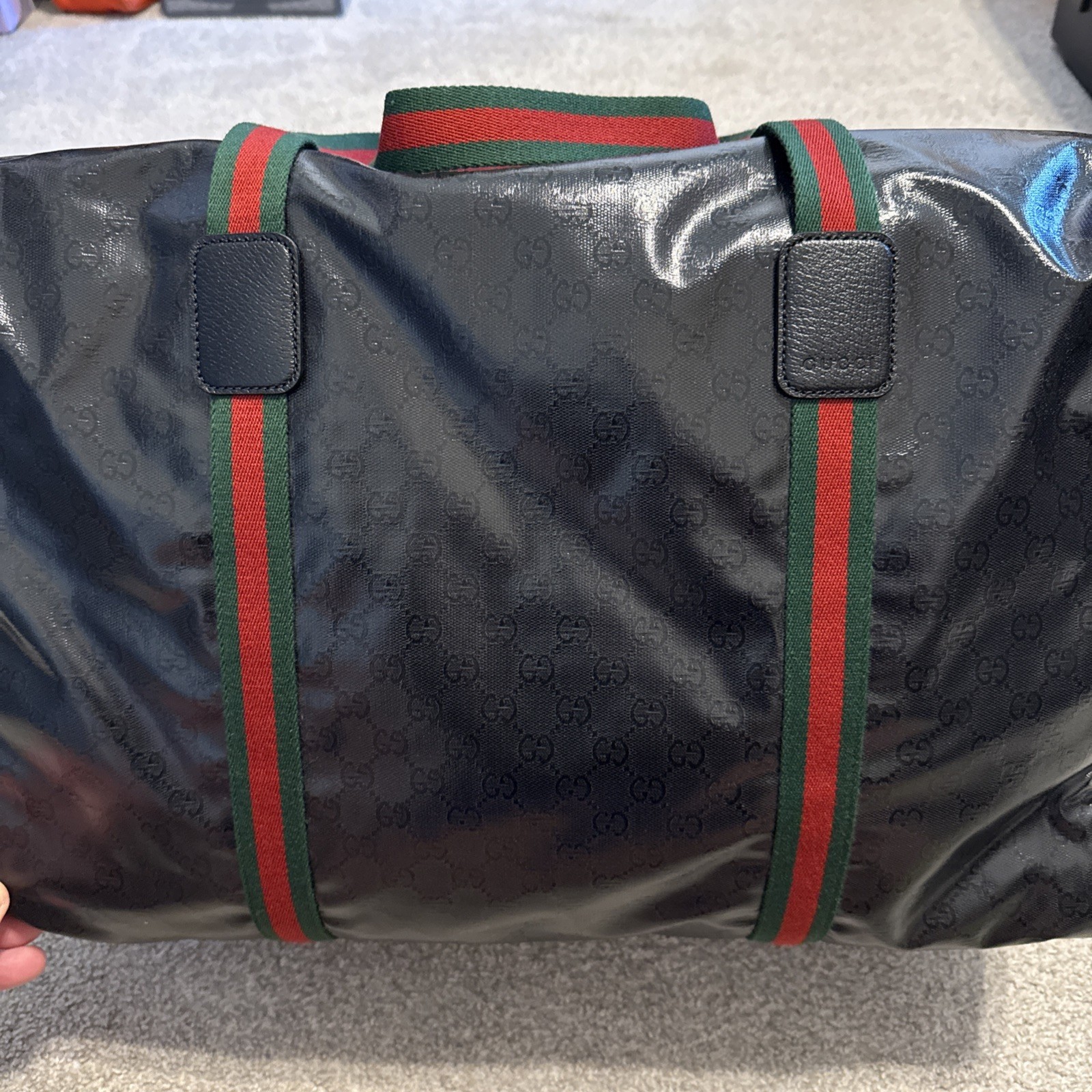 Gucci GG Crystal Black Coated Canvas Large Duffle Bag Authentic thumbnail 6