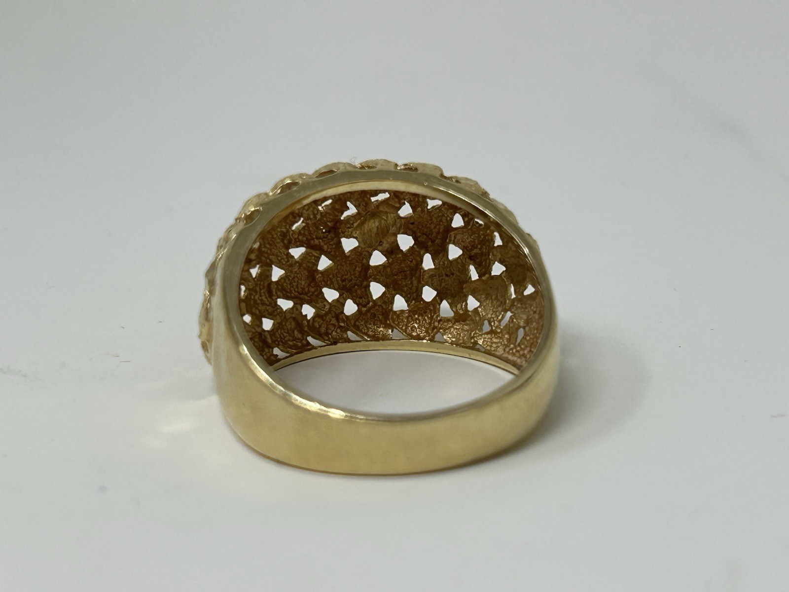 Solid 14k Yellow Gold Dome Ring, Nugget Diamond C… - image 7