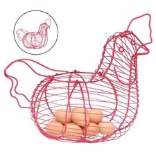 Chicken Shaped Egg Basket Holder with Pink Finish, Iron Wire, 30 x 25 x 26 cm 15.72 per metre