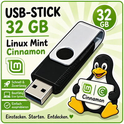 Linux Mint Cinnamon 22.x auf USB-Stick   32 GB | Live-System & Installation | Bo