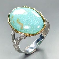 Vintage ring 12 ct Natural Turquoise Ring 925 Sterling Silver Size 8 /R459238