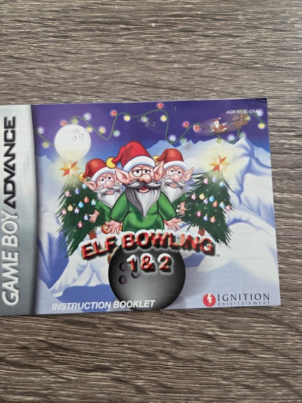 Elf Bowling 1 & 2 & Instruction Manual Only Gameboy Advance GBA 