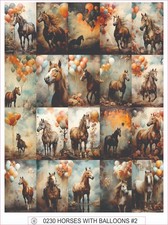 HORSES WITH BALLOONS 2 - COMPLETE SHEET OF 20 STICKERS