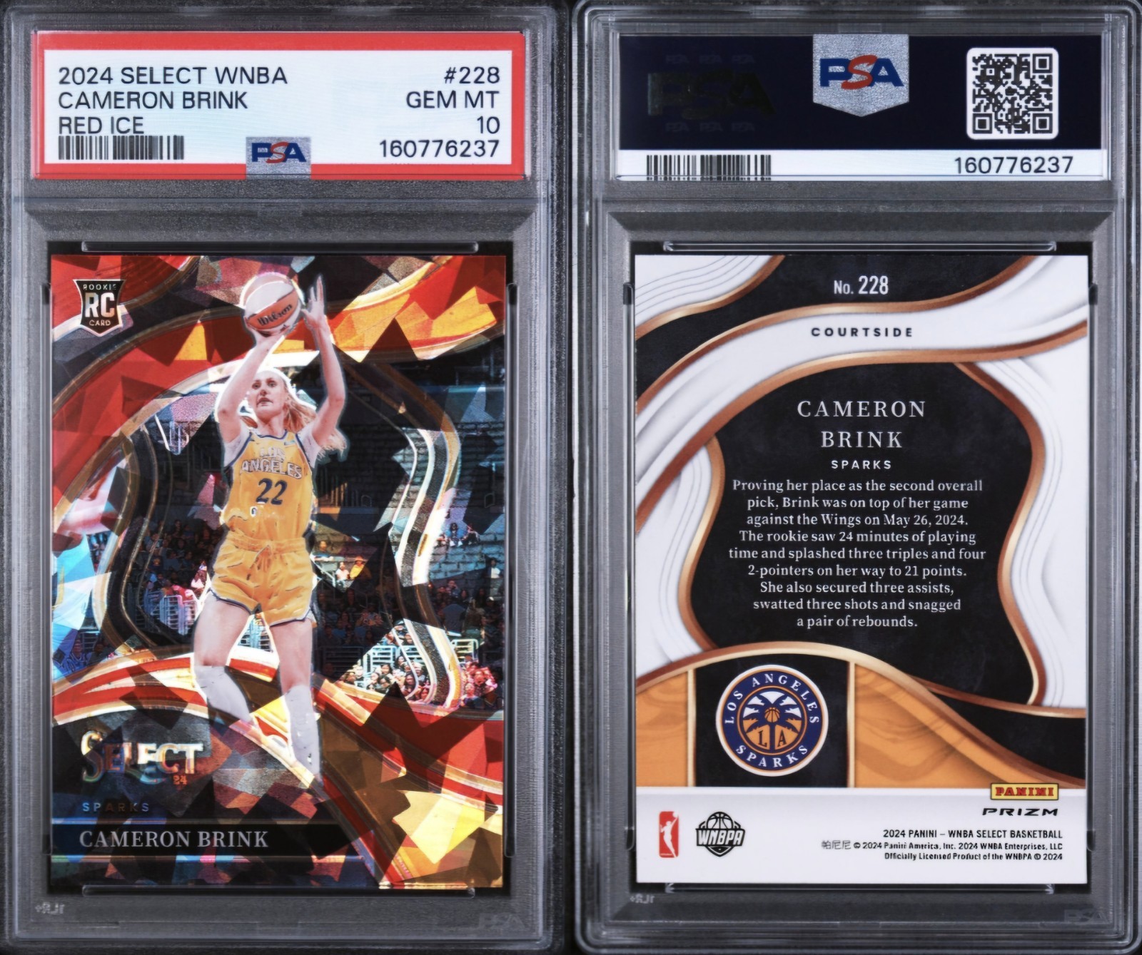 Cameron Brink 2024 Panini Select WNBA - RED ICE #228 (RC) PSA 10 view 3